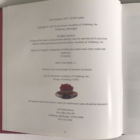 Ambrosia Cookbook Vicksburg Mississippi Southern Recipes Junior Auxiliary - Picture 3 of 8